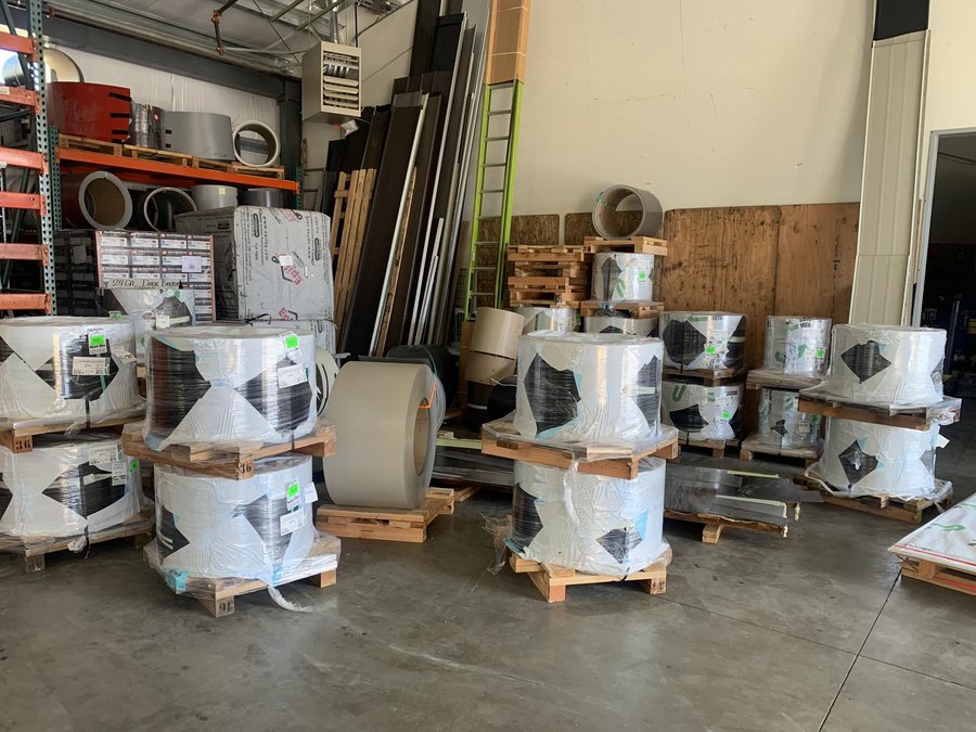 Pallets of coil stock at the Caliber Metal Bend shop